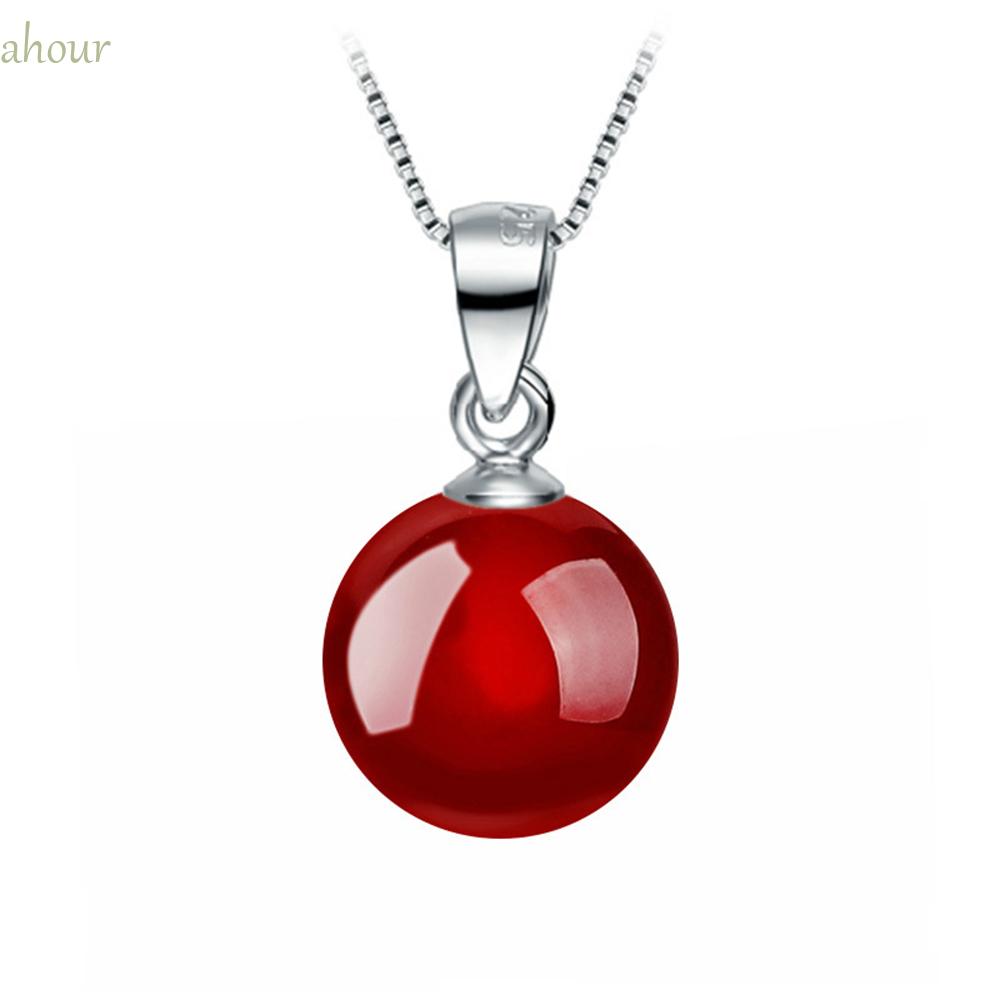 CHARMS Ahour Mặt vòng cổ Mạ Bạc Đính Đá Ruby 8mm Nhiều Màu Sắc Sang Trọng Thời Trang