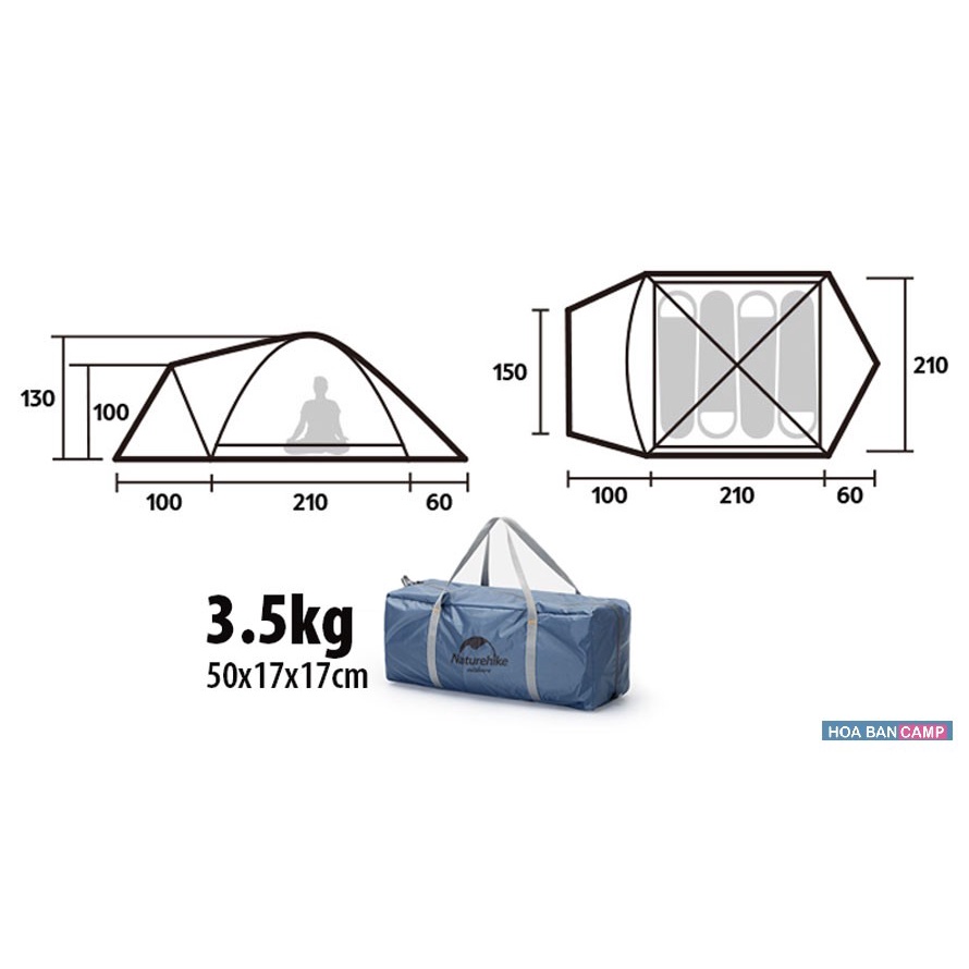 Lều 3-4 Người NatureHike P-Series Plus NH21ZP015