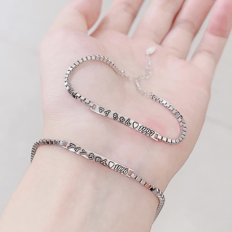 Lắc tay nữ bạc S925 Khắc chữ theo ý muốn - Lắc tay Khắc tên Bạc S925 - Vàng Bạc Khải Khải