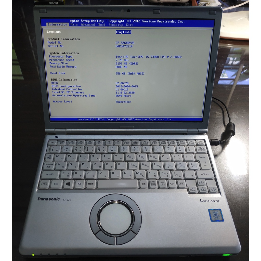 Laptop Panasonic nội địa Nhật Bản CF-SZ6, CPU i5-7300U, RAM 8GB, SSD 256GB