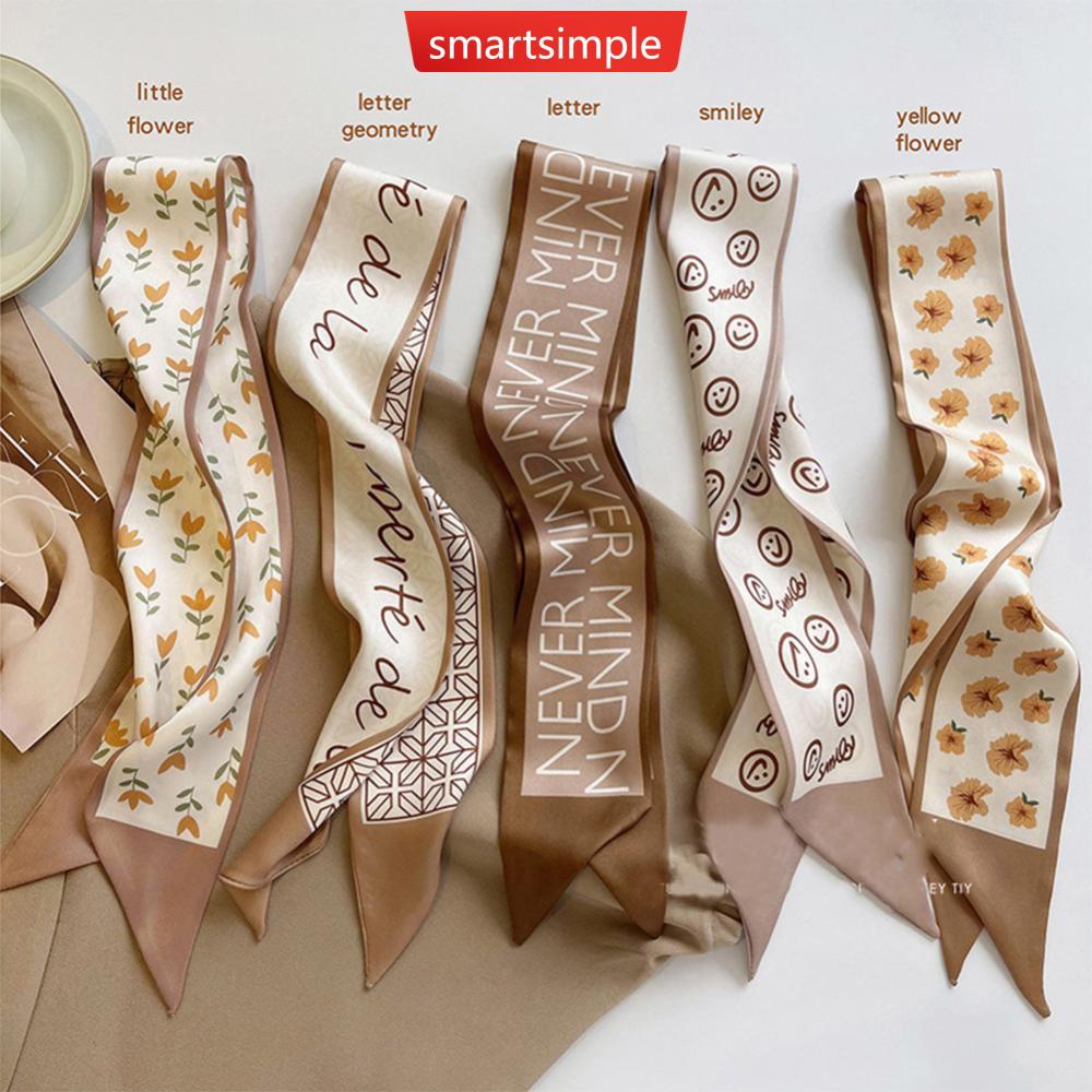 Khăn Quàng Cổ Dài Bằng Lụa Satin Đơn Giản Dễ Phối Đồ Dành Cho Nữ C5N3