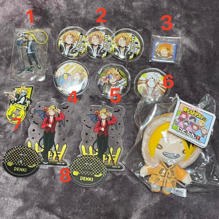 Tổng hợp huy hiệu standee móc khóa Denki Kaminari My hero academia chính hãng Nhật Bản