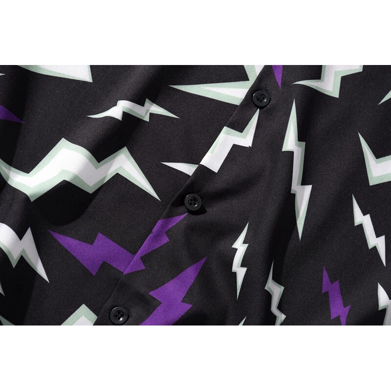 Áo Sơ Mi Tay Dài Dáng Rộng In Họa Tiết Tia Chớp Phong Cách Hip Hop Thời Trang Mùa Hè 2020 Cho Nam