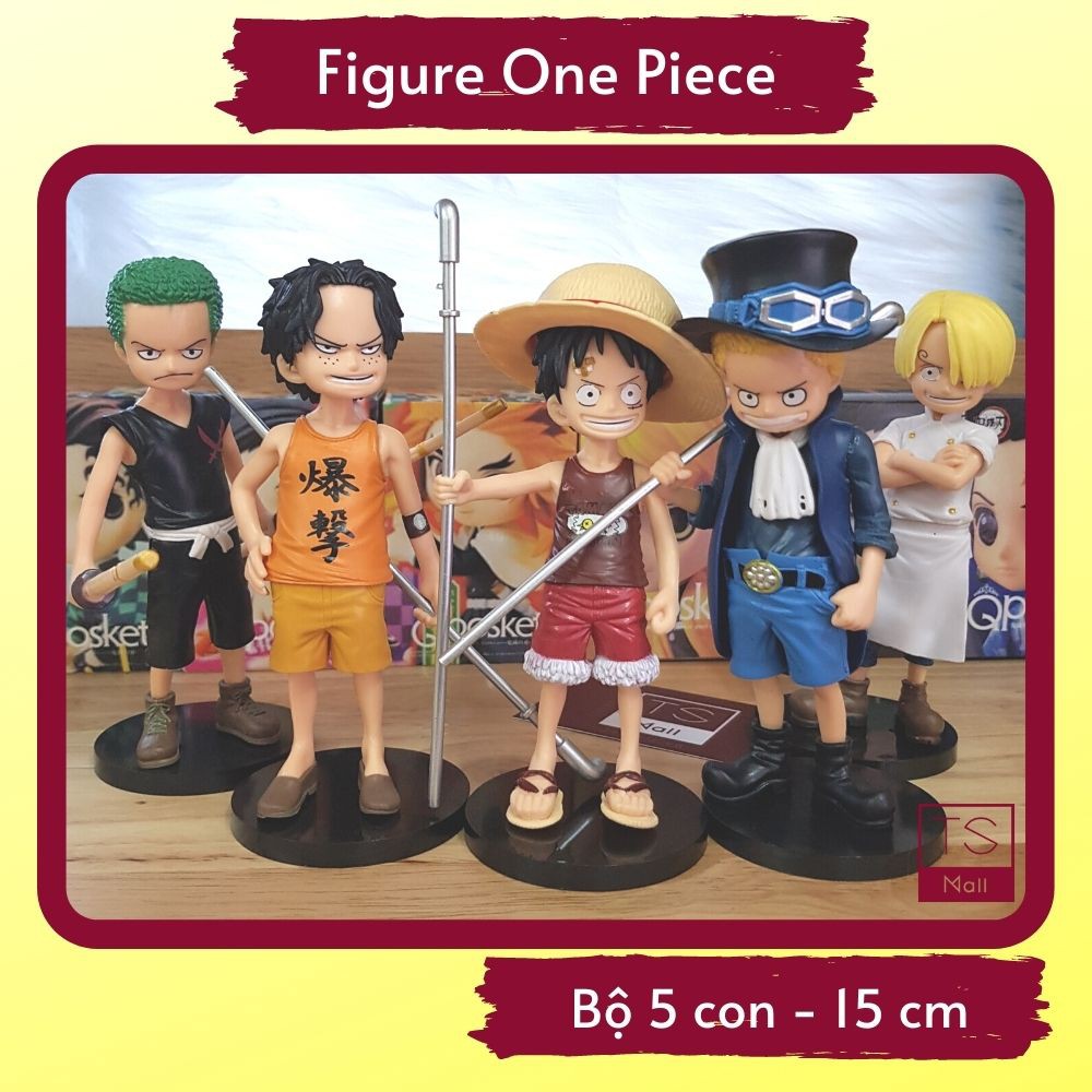 Bộ Mô Hình One Piece 5 Nhân Vật Luffy, Ace, Zoro, Sanji, Sabo Trang Trí PC, Bàn Làm Việc, Sưu Tầm Mô Hình