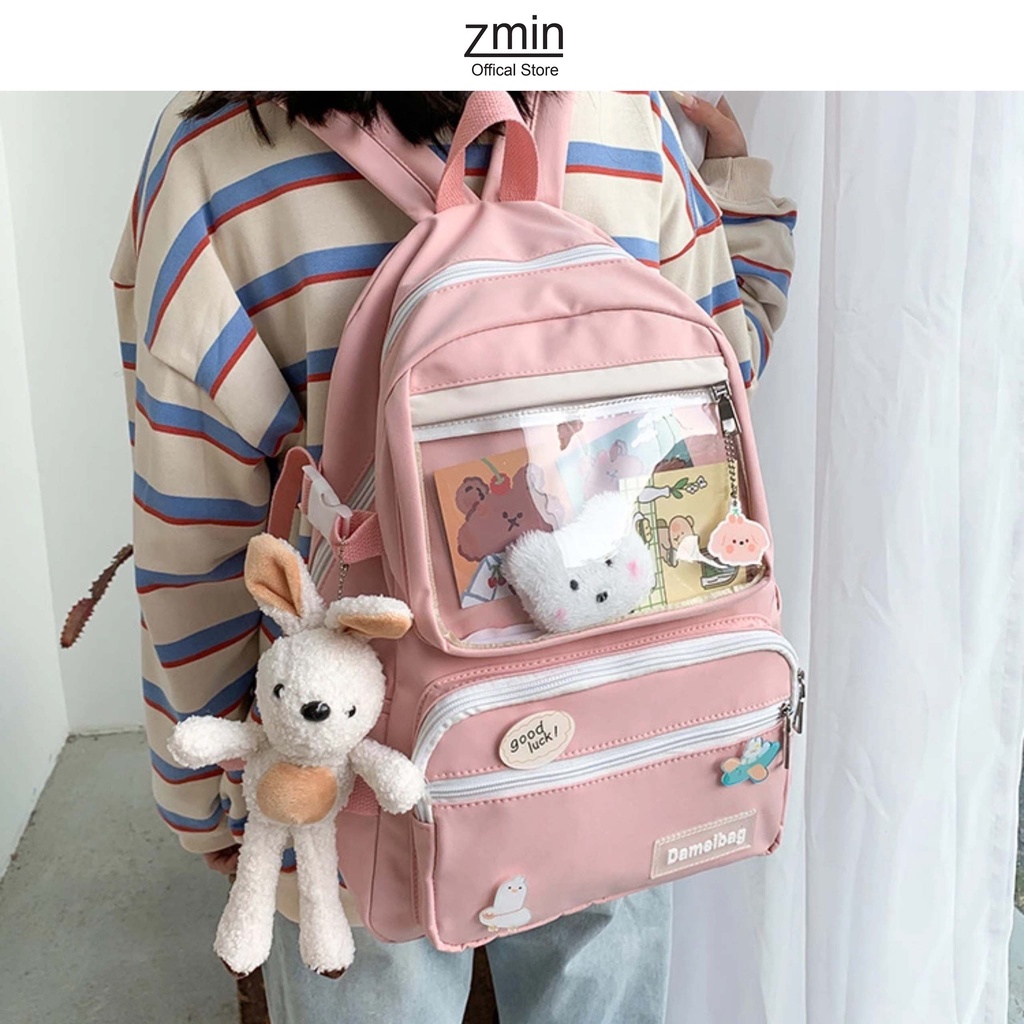 Balo thời trang nữ đi học Zmin, chống thấm nước đựng vừa laptop 14inch,A4-Z147