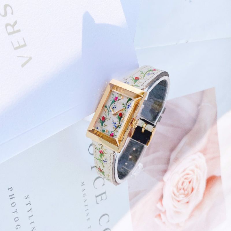 Đồng Hồ Nữ GC gucci hoa nhí quai da