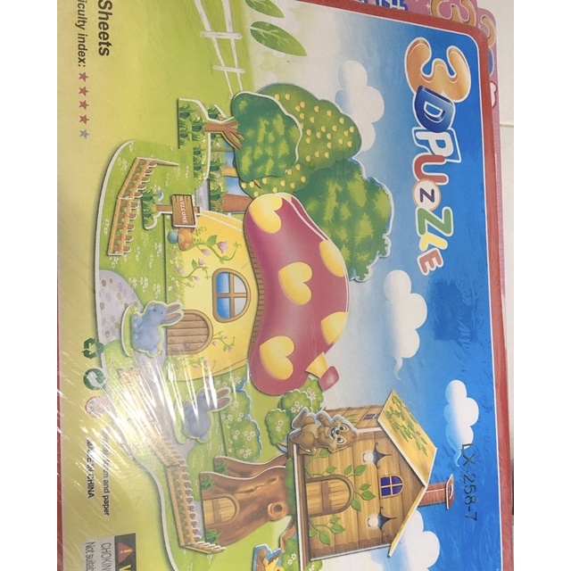 Đồ chơi lắp ghép mô hình nhà 3d bằng giấy sáng tạo cho bé set 5 cái