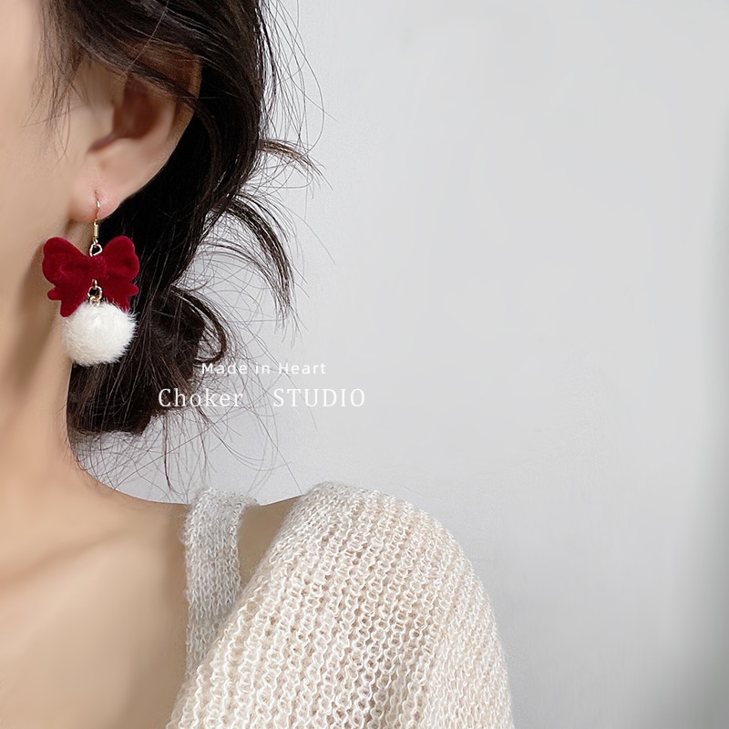 Đôi khuyên tai hình nơ đính ngọc trai giả thời trang dành cho nữ