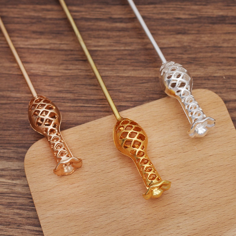 1 cán trâm họa tiết bình hoa 40*15mm*12mm nguyên liệu làm trâm làm trang sức cổ trang