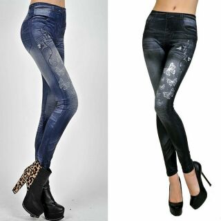 Quần Legging giả Jean họa tiết bướm