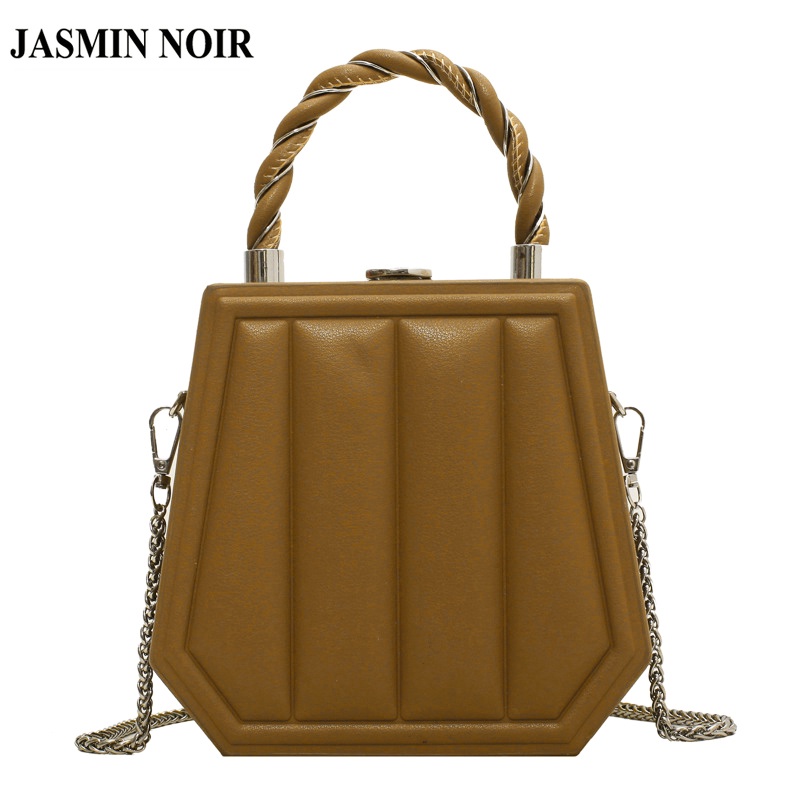 Túi đeo vai Jasmin Noir dạng vuông nhỏ phối dây mắt xích thời trang cho nữ