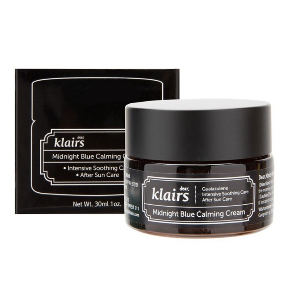 Kem dưỡng phục hồi da ban đêm Klairs Midnight Blue Calming Cream hộp 30g và tuýp 60ml