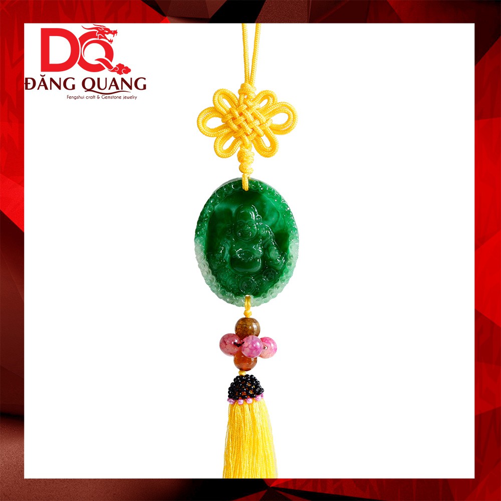 Dây treo xe hơi, ô tô Phật Di Lặc màu xanh ngọc, trang trí nhà cửa DQ040