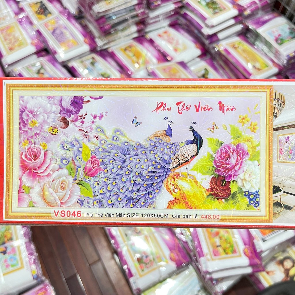 Tranh đinh đá phu thê viên mãn KT:120x60cm,tranh gắn đá chưa làm.