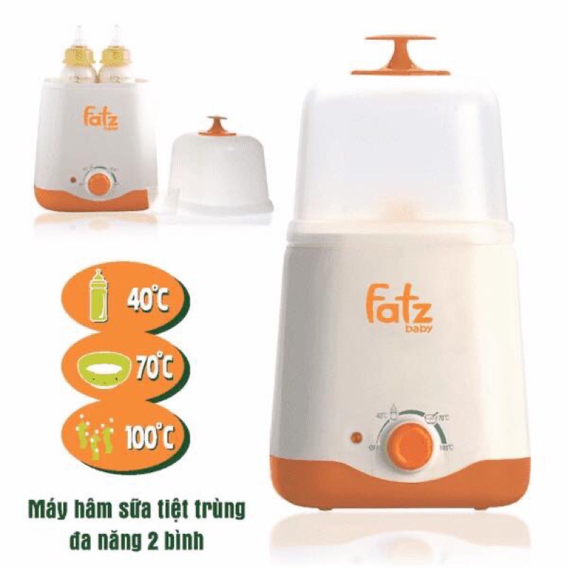 Máy hâm sữa/ tiệt trùng 2 bình cổ rộng Fatz