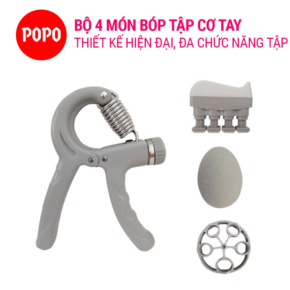 Kím bóp tay, Bộ 4 món tập cơ tay YGW21 đã chức năng có hộp đựng, có điều chỉnh kháng tích hợp lò xo thép không rỉ POPO