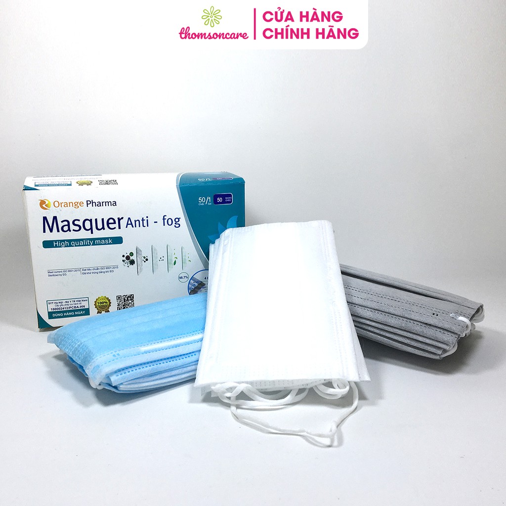 Khẩu trang y tế 4 lớp màu xanh kháng khuẩn hộp 50 cái lọc bụi, dùng một lần | BigBuy360 - bigbuy360.vn