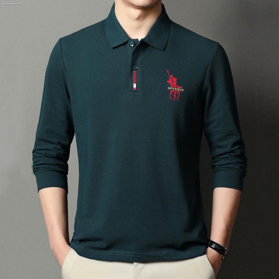 Áo thun tay dài có cổ thời trang thu đông cho đàn ông trung niên | BigBuy360 - bigbuy360.vn