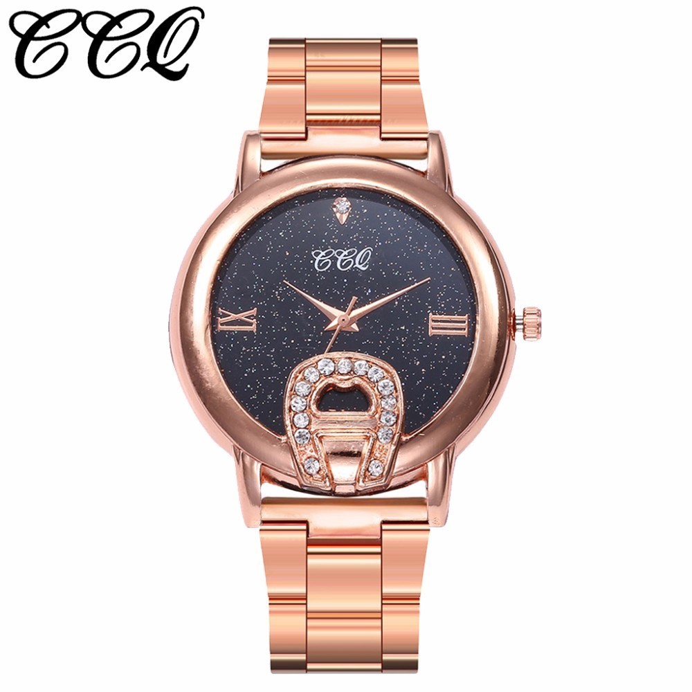 Đồng hồ analog máy quartz nữ màu rose gold