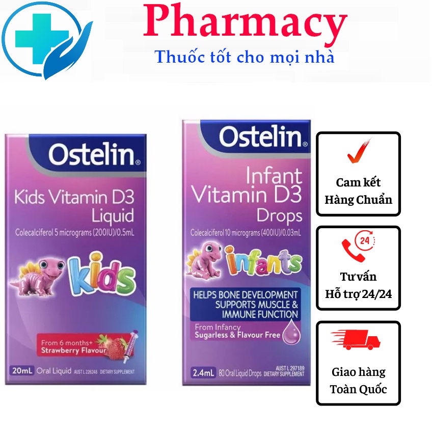 Vitamin D3 Ostelin, D3 Drops Ostelin 2.4ml, D3 Liquid Ostelin 20ml - Nội địa Úc