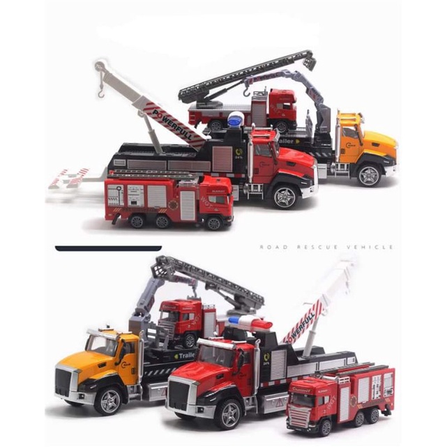 Mô hình xe cứu hộ đầu kim loại âm thanh đèn