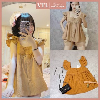 ÁO BABYDOLL NÂU CÁNH TIÊN CÀI CÚC