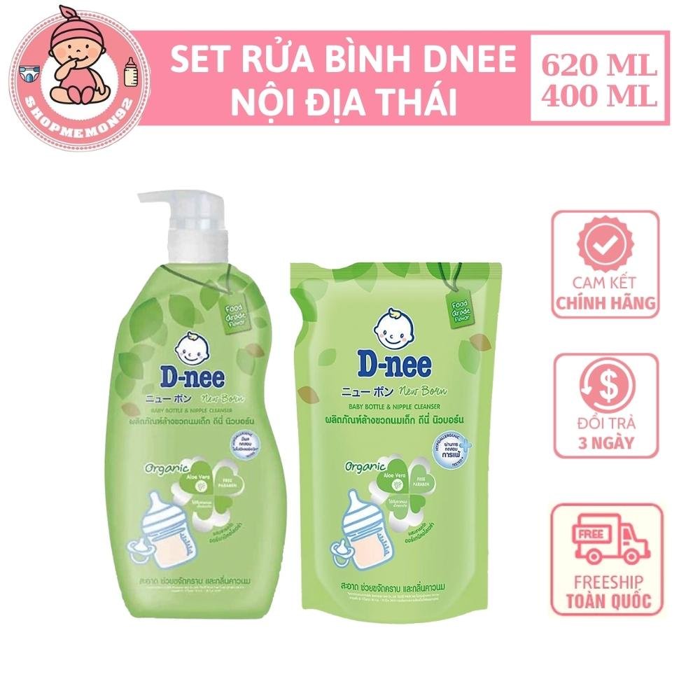 (Nội địa Thái) Nước rửa bình sữa Dnee Organic chai 620ml KHÔNG TEM