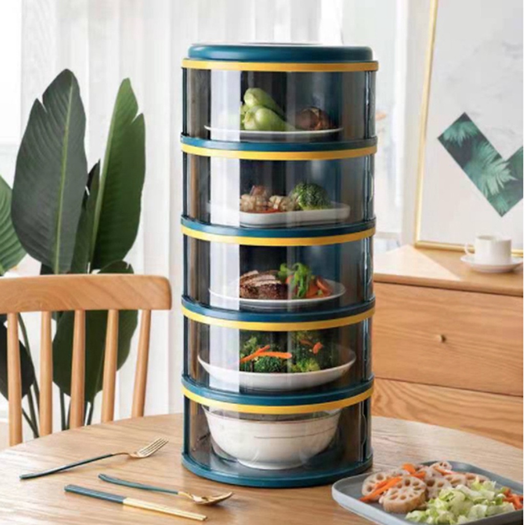 Lồng bàn 5 TẦNG  Khay đậy thực phẩm Hộp đựng thức ăn giữ nhiệt Chống bụi côn trùng đa năng tiện dụng Dễ dàng tháo lắp