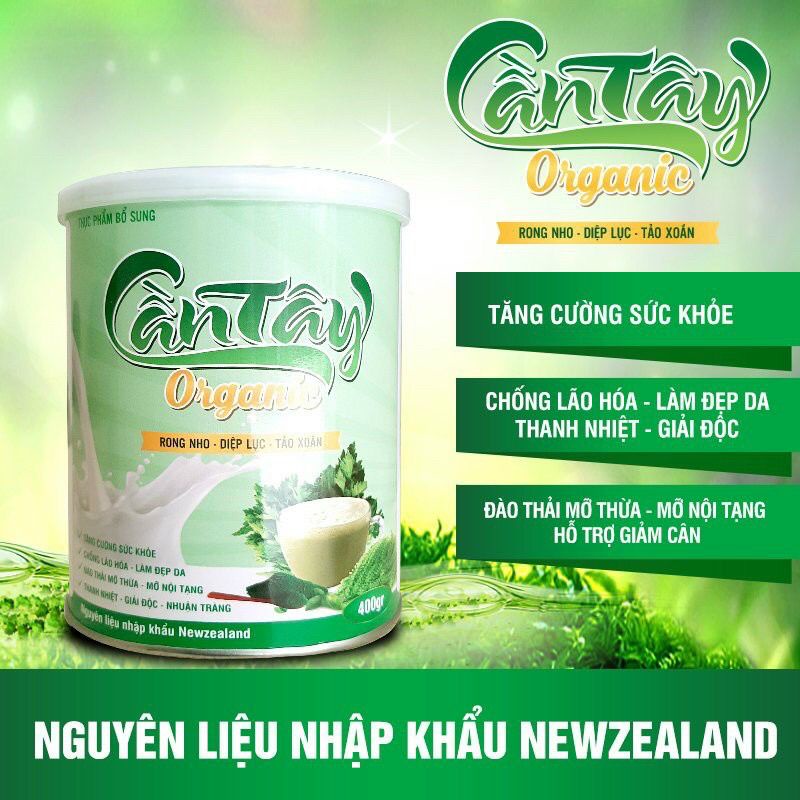 Sữa cần tây rong Nho, Diệp Lục, Tảo Xoắn Organic Nguyên Chất 100% Giảm Béo Giảm Mụn Đẹp Da 400gram