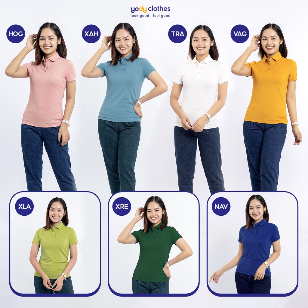 Áo thun polo nữ YODY thun cao cấp ngắn tay có cổ chất liệu cotton thoáng mát APN5434