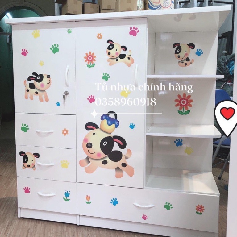 Tủ Nhựa Đài Loan cho bé trai bé gái tủ đựng quần áo trẻ em nhiều hình ngộ nghĩnh Nội Thất Phúc Hưng