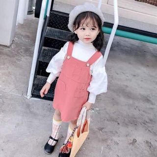 Yếm hồng với áo tay bồng siêu xinh cực ấm cho bé( kèm ảnh thật )