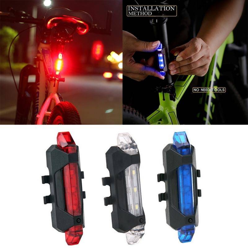 Đèn sau có sạc usb nhiều chế độ sáng bật sáng nhất lên tới 15 tiếng tặng dây sạc Bike Bicycle Light USB LED Rechargeable Set Mountain Cycle Front Back Headlight Lamp Flashlight