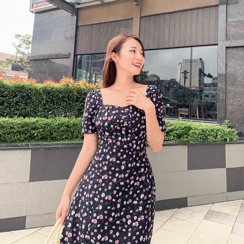 Đầm NOVA cổ vuông cách điệu cổ xếp ly dáng dài | BigBuy360 - bigbuy360.vn