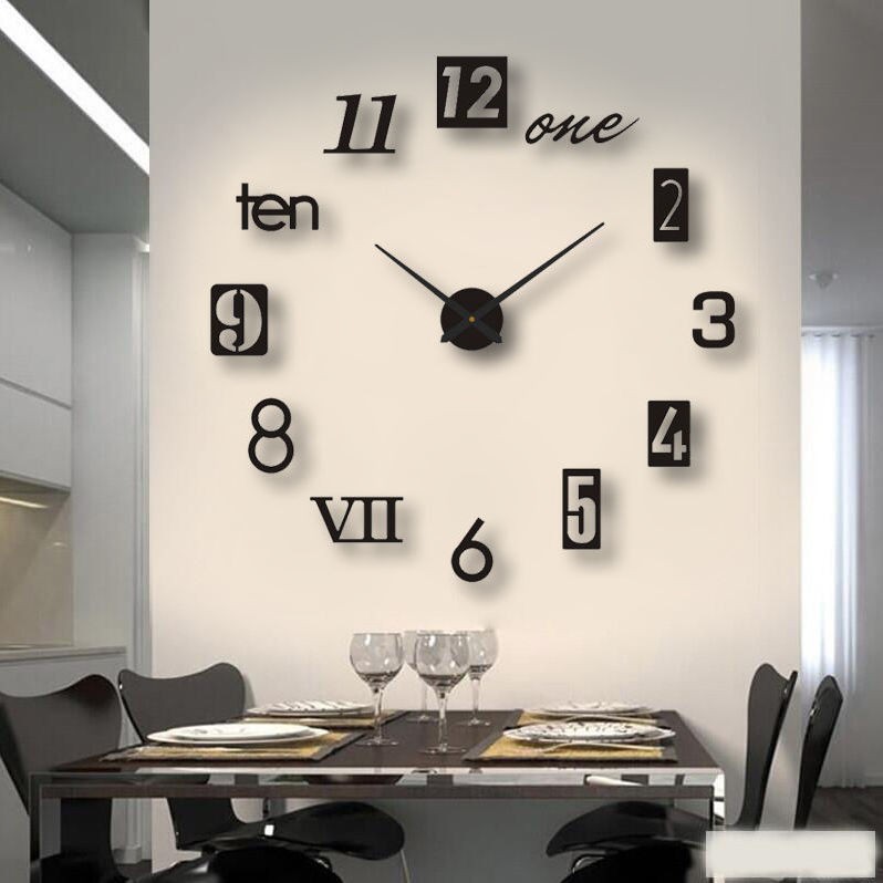 Đồng hồ treo tường sáng tạo không đục lỗ đồng hồ tối giản hiện đại dán tường phòng khách bảng nghệ thuật tự làm tính cách câm đồng hồ treo tường