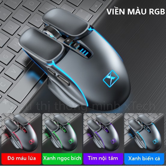 Chuột Game Thủ Cực Bền - Không Dây Tự Sạc Xinmeng M215 Xịn Xò Viền đèn LED Hàng Chính Hãng Có Sẵn