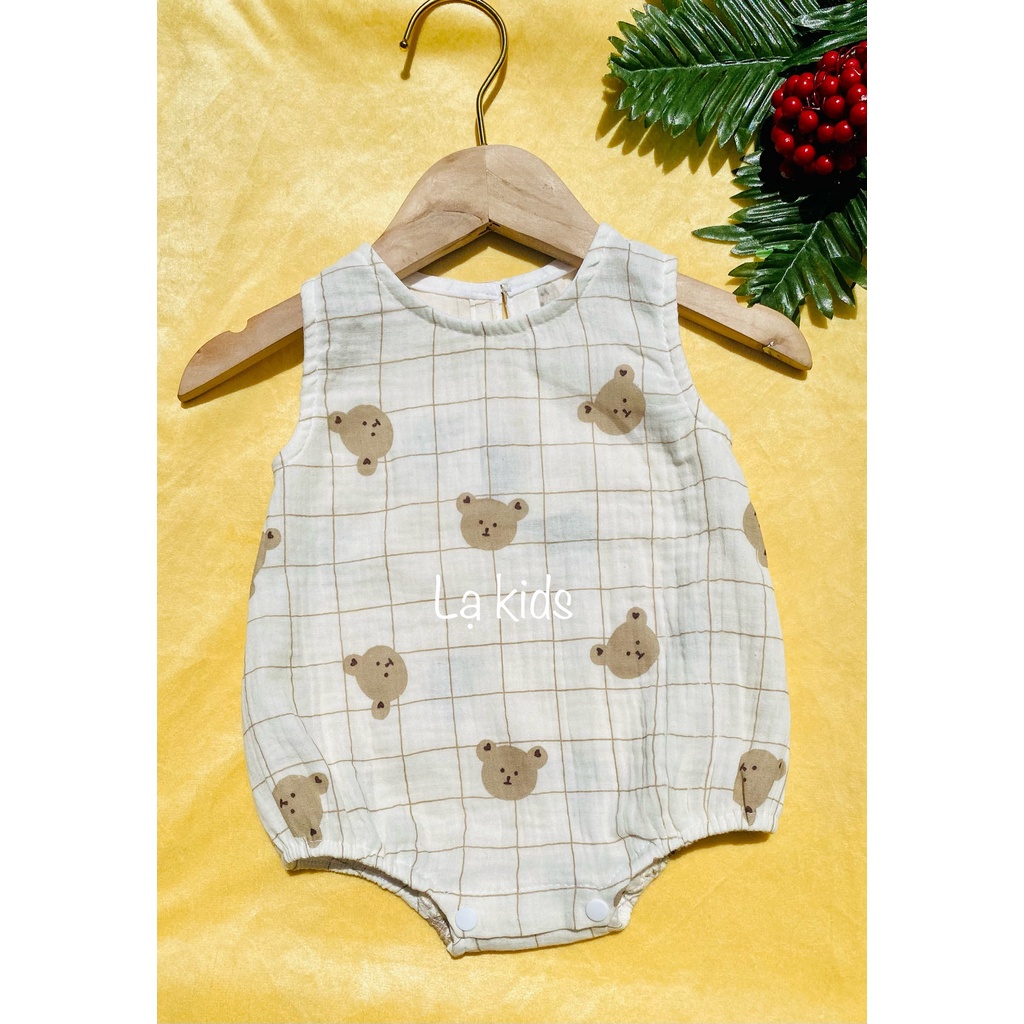 Body xô muslin và nón cho bé