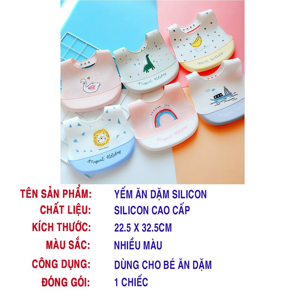 [Mã SKAMLTSM9 giảm 10% đơn 99K] [ĐƯỢC CHON MẪU] Yếm Ăn Dặm Có Máng Đỡ Silicon Cao Cấp Mềm Mịn, An Toàn Cho Bé - SP000665