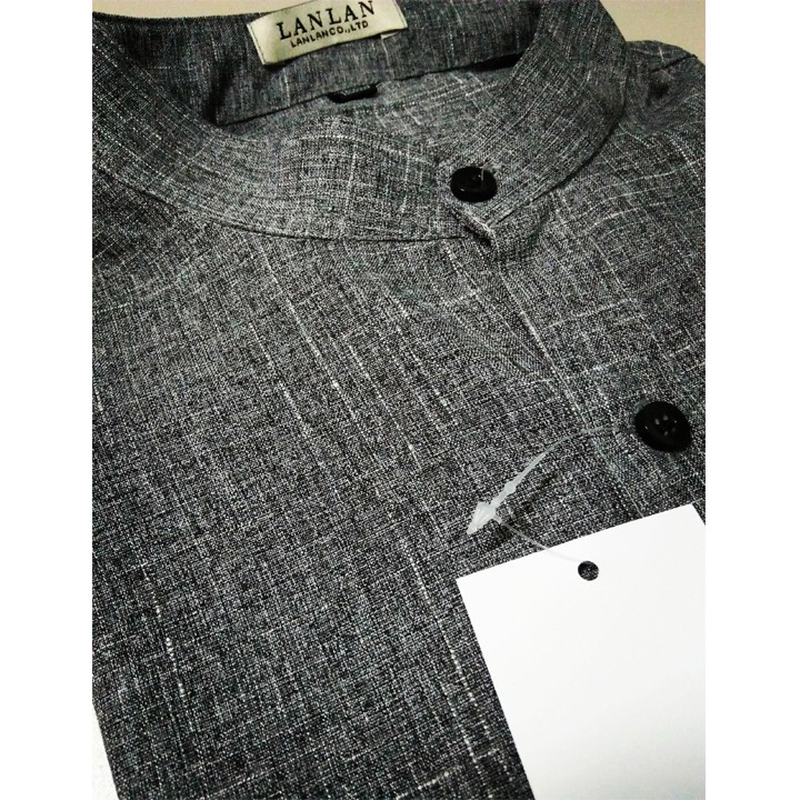 Áo Sơ Mi Xám Dáng Ôm Body Cổ Tàu | BigBuy360 - bigbuy360.vn