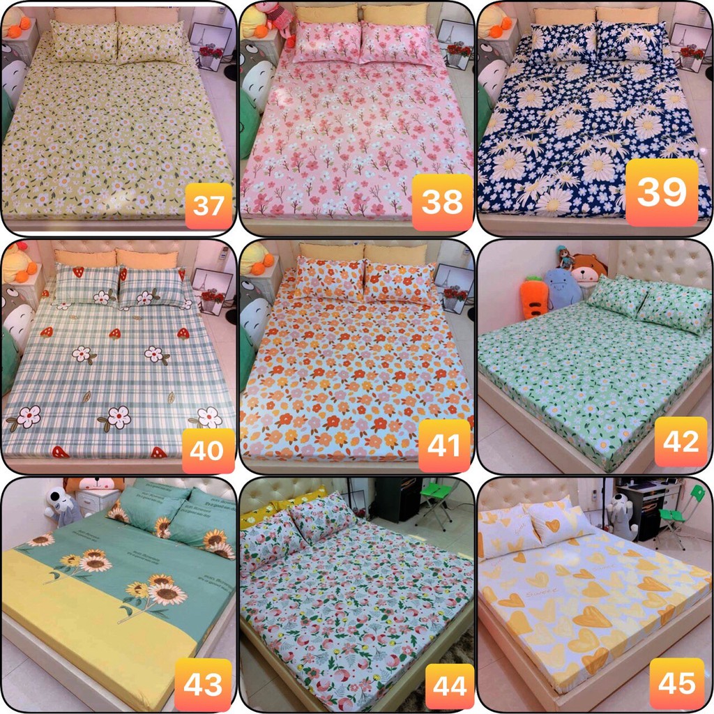 Bộ ga gối 3 món cotton poly hè mát, ga trải giường bo chun, drap bọc đệm mẫu dễ thương đủ size theo yêu cầu. Hàng loại 1