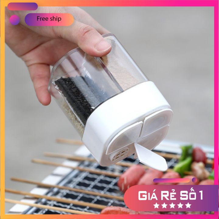 Hũ đựng gia vị, lọ đựng muối, đựng đường 4 ngăn tiện lợi thông minh