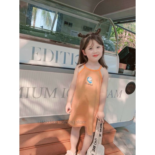 Váy, đầm 2 dây mùa hè cho bé gái họa tiết xinh xắn size 8ky - 20ky