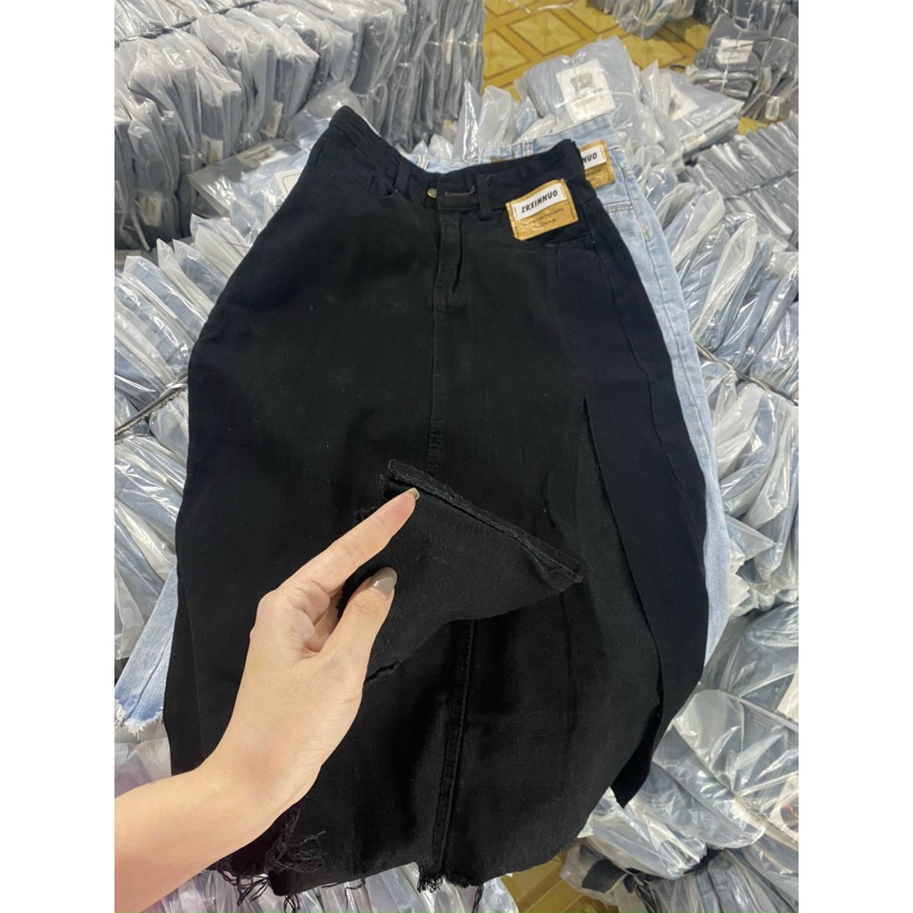 Chân váy midi jeans xẻ hàng thiết kế siêu hot hit | BigBuy360 - bigbuy360.vn