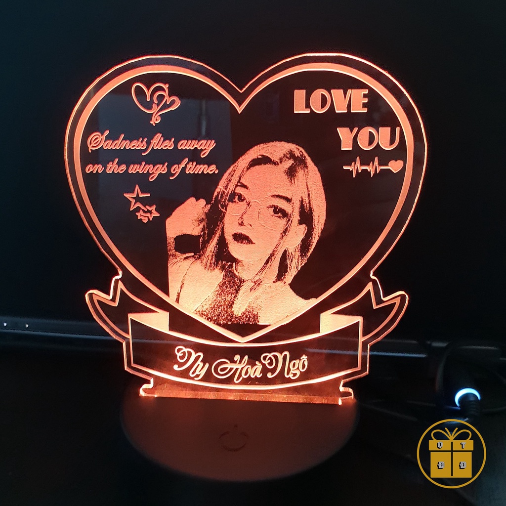 Đèn Khắc Hình Và Chữ Theo Yêu Cầu, Đèn Ngủ 3D Cao Cấp Tấm Đèn Dày 4mm - Quà Sinh Nhật Cho Nữ, Quà Tặng Cho Nam