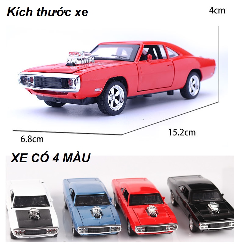 Mô hình xe ô tô Dodge fast and furious tỉ lệ 1 32 xe bằng kim loại mở được cửa có âm thanh và đèn