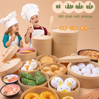 đồ chơi vào bếp món Dimsum, mì, khoai tây chiên, bánh giò, bánh xếp, tart, kem, bánh bao hấp