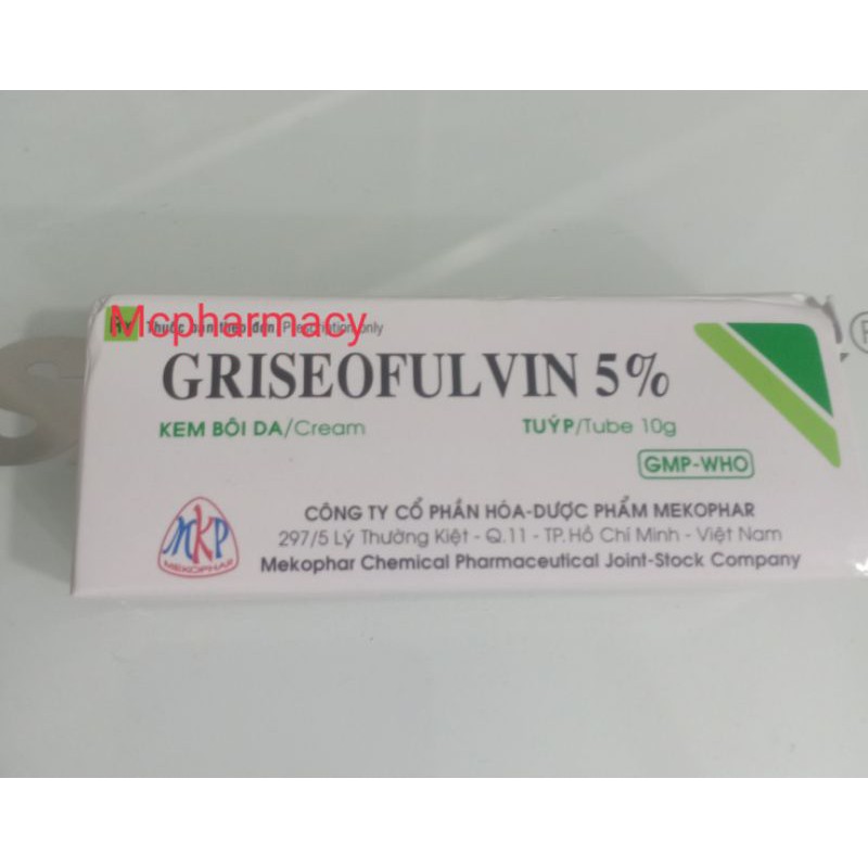 Griseo fulvin 5% nấm da, nấm tóc, nấm móng chân, móng tay tube 5 g