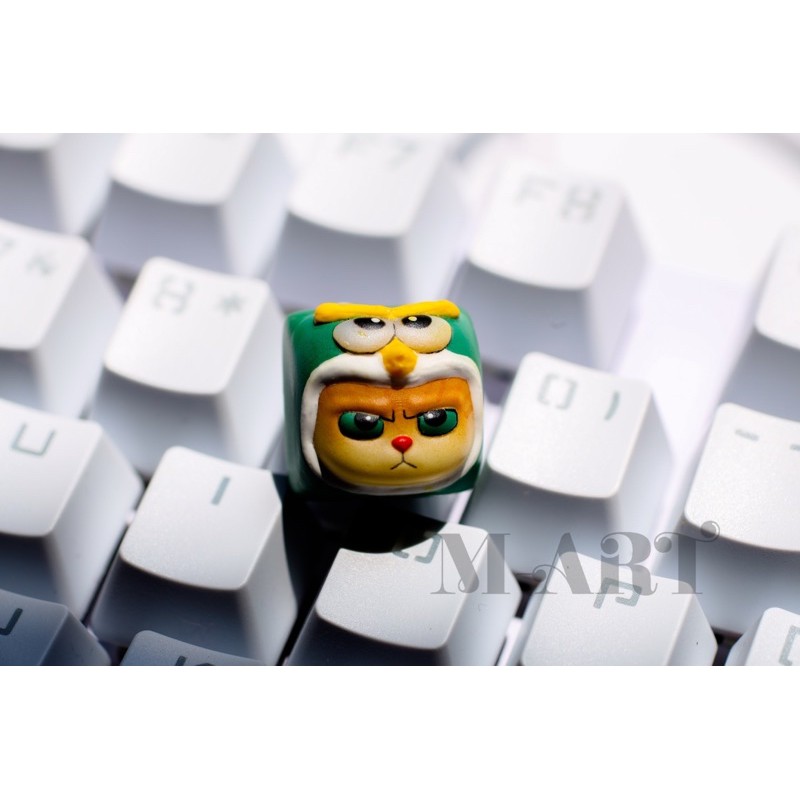 Nút bàn phím cơ mèo dễ thương và chiếc mũ gà con - Meowy artisan keycaps