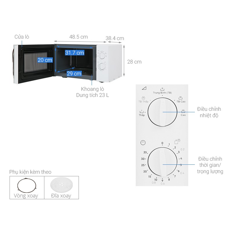 [Mã ELHADEV giảm 4% đơn 300K] Lò vi sóng Electrolux EMM23K18GW 23 lít