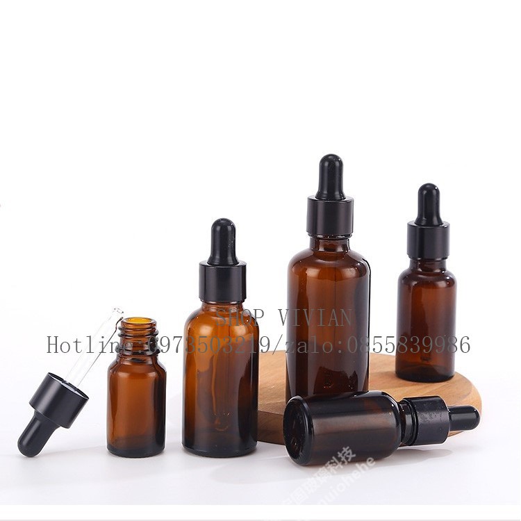 {Sỉ từ 3,5k} Chai lọ đựng tinh dầu 10ml , tinh chất nắp bóp đen trơn